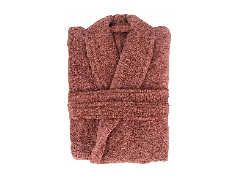 Peignoir col châle NAIA éponge coton taille M rose pêche