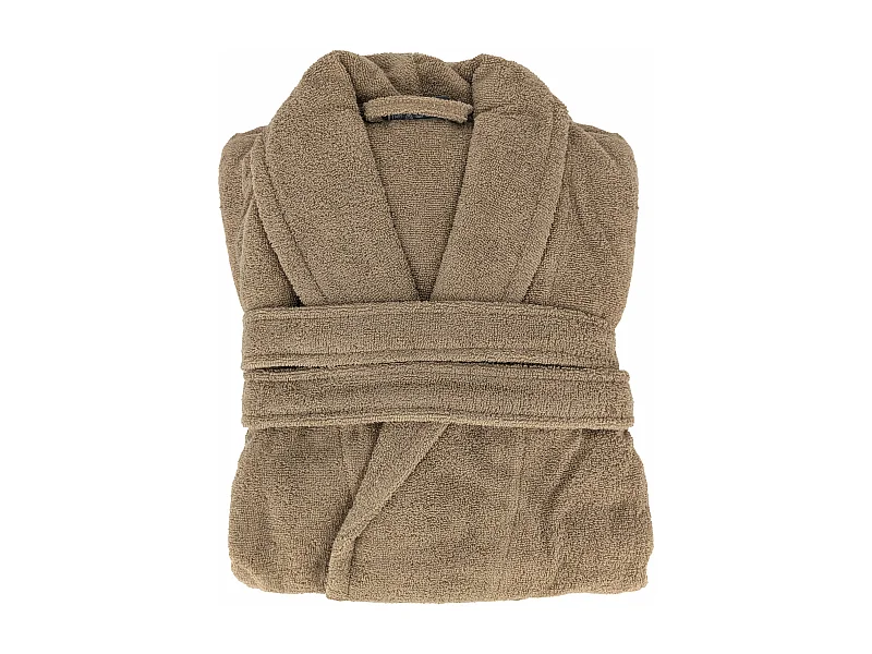 Peignoir col châle NAIA éponge coton taille XXL marron camel