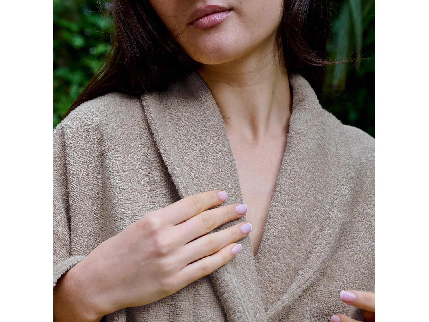 Peignoir col châle NAIA éponge coton taille S beige lin