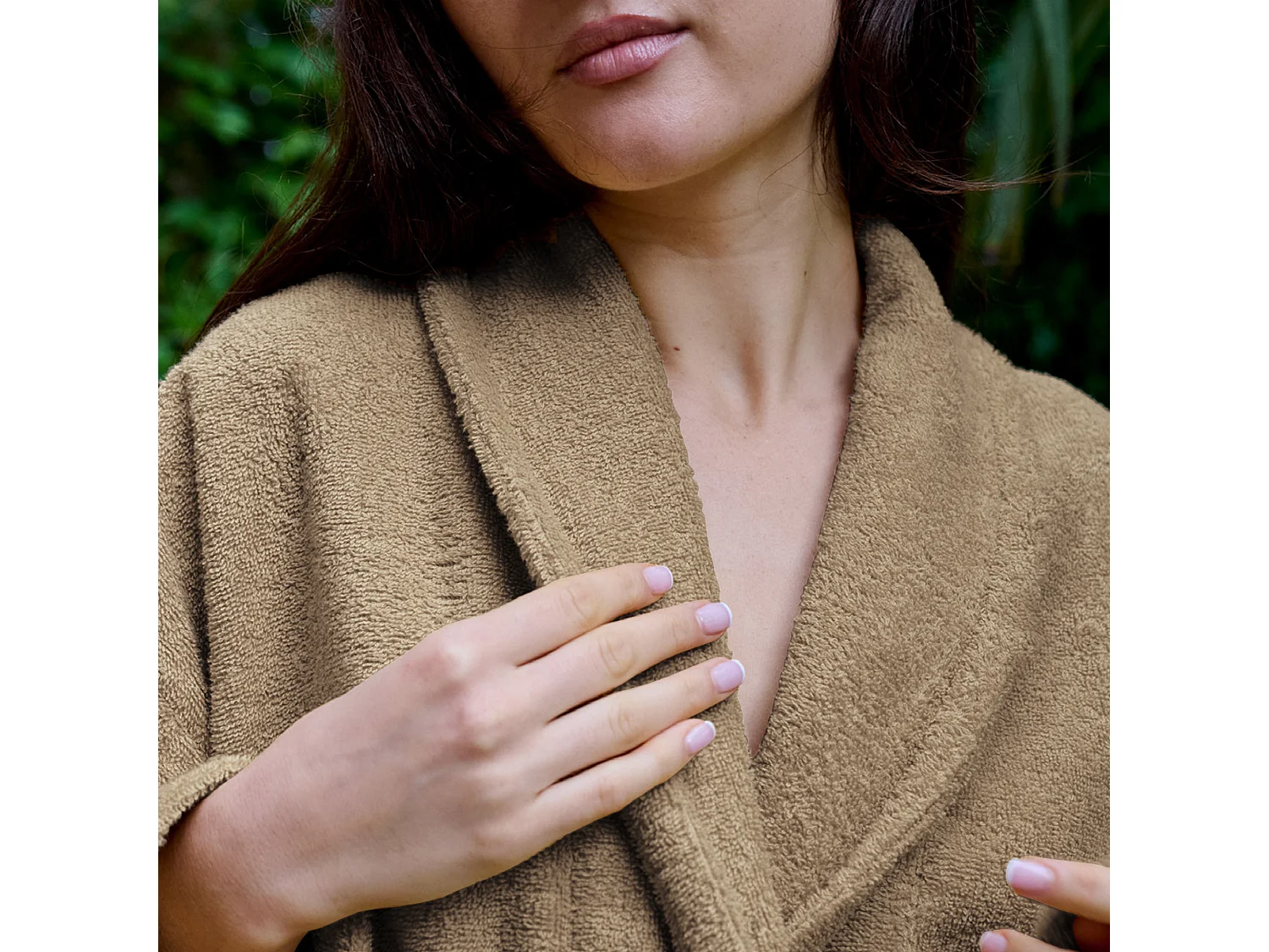 Peignoir col châle NAIA éponge coton taille M marron camel