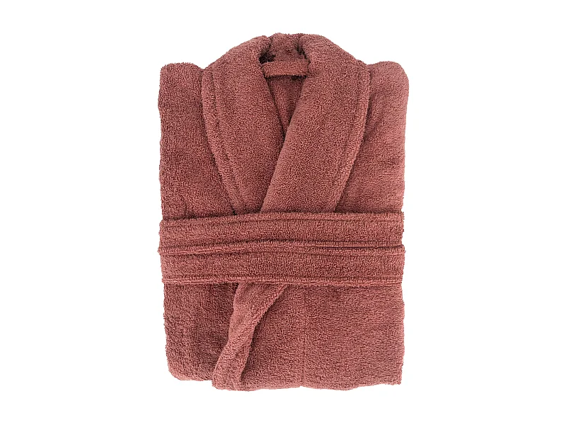 Peignoir col châle NAIA éponge coton taille XL rose pêche