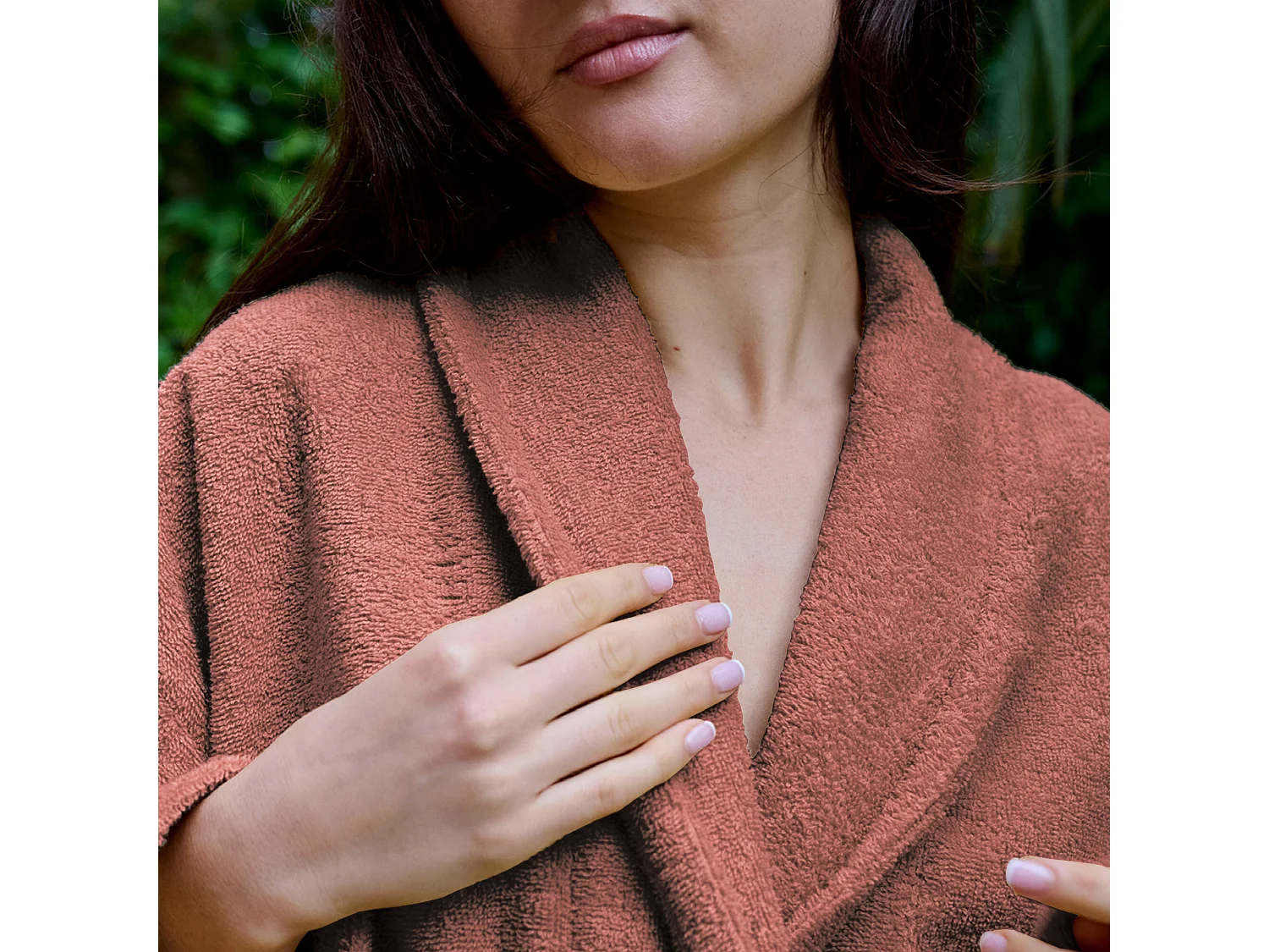 Peignoir col châle NAIA éponge coton taille XL rose pêche