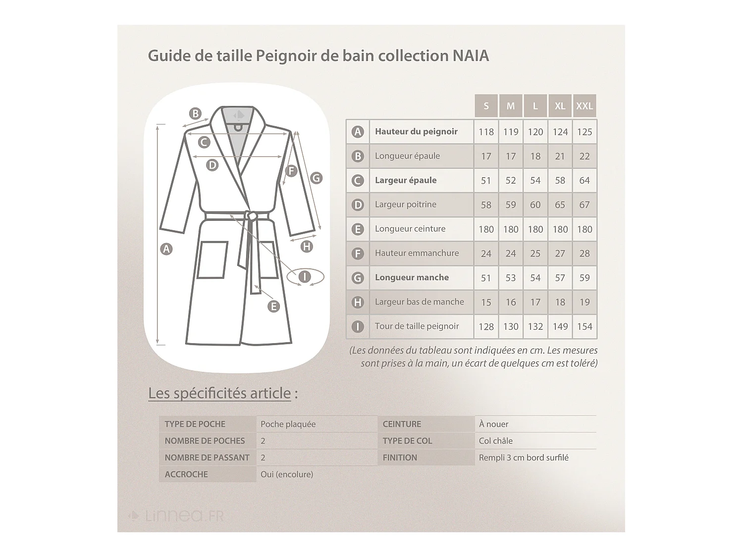 Peignoir col châle NAIA éponge coton taille S blanc