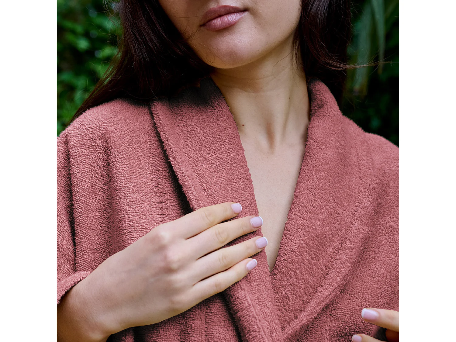 Peignoir col châle NAIA éponge coton taille M rose bois de rose