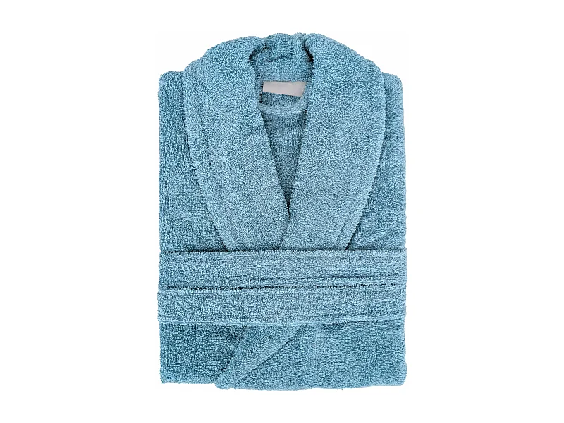 Peignoir col châle NAIA éponge coton taille XL bleu cérulé