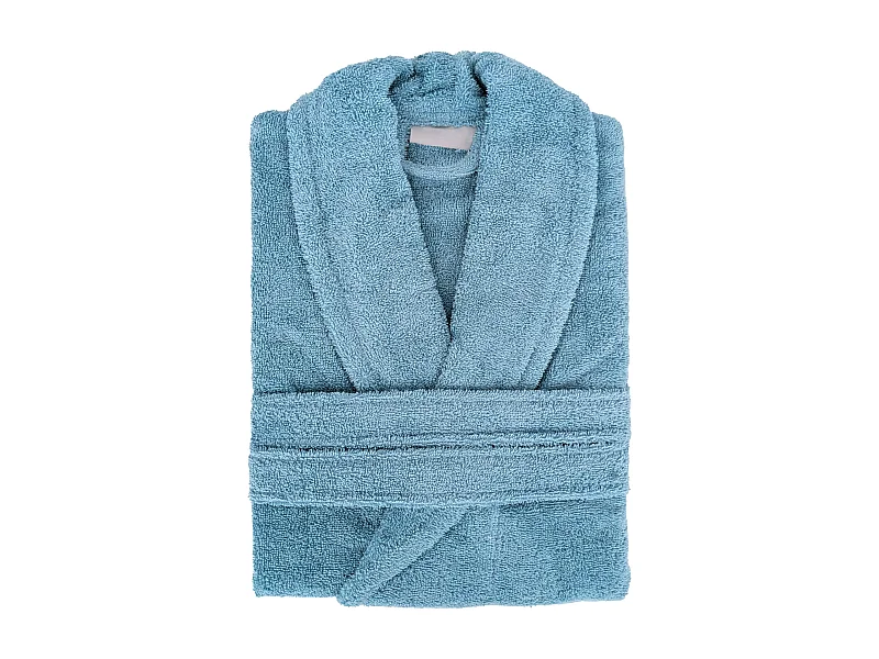 Peignoir col châle NAIA éponge coton taille M bleu cérulé
