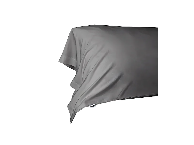 DALIA - Taie de Traversin 43x185cm 100 % Viscose de Bambou Granit