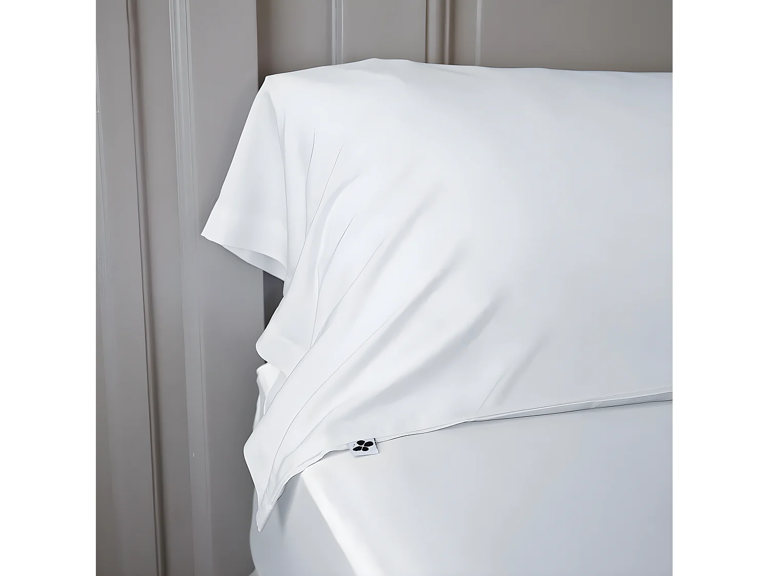 DALIA - Taie de Traversin 43x185cm 100 % Viscose de Bambou Chantilly