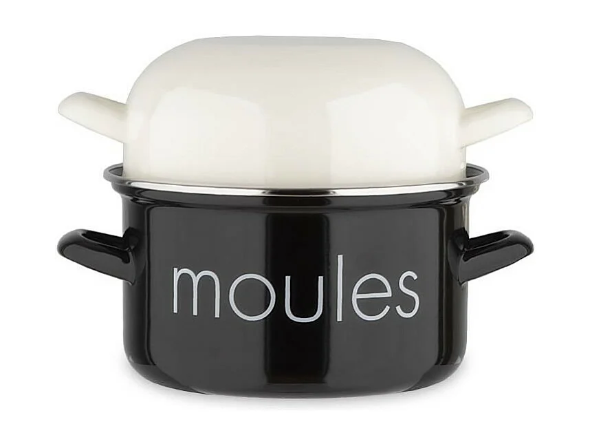 Marmite a moule BAUMALU 20 cm - Décor moules - Couvercle blanc - Noir