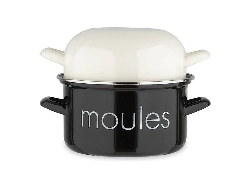 Marmite a moule BAUMALU 20 cm - Décor moules - Couvercle blanc - Noir