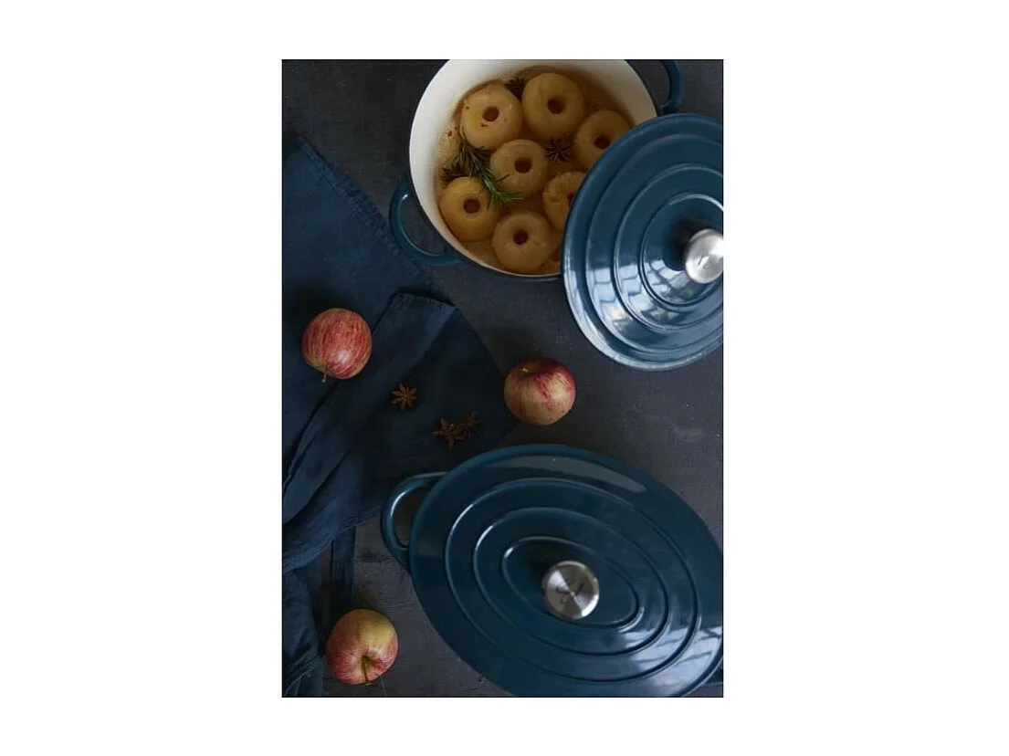 Cocotte BAUMALU24 cm - Forme ronde - Bleu vert