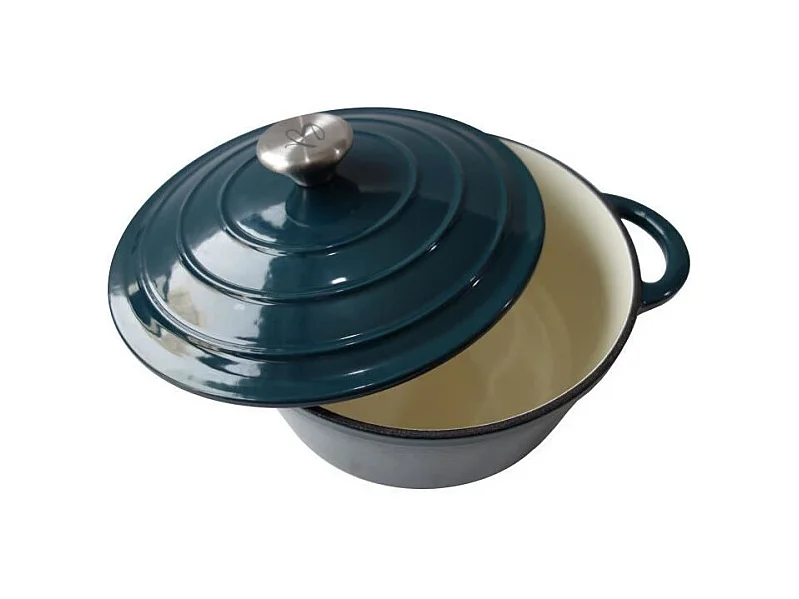 Cocotte BAUMALU24 cm - Forme ronde - Bleu vert