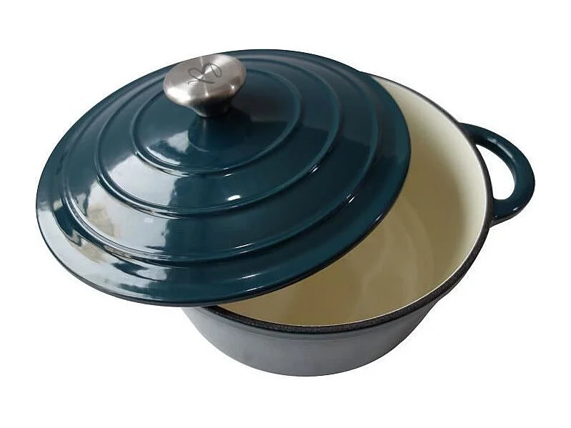 Cocotte BAUMALU24 cm - Forme ronde - Bleu vert