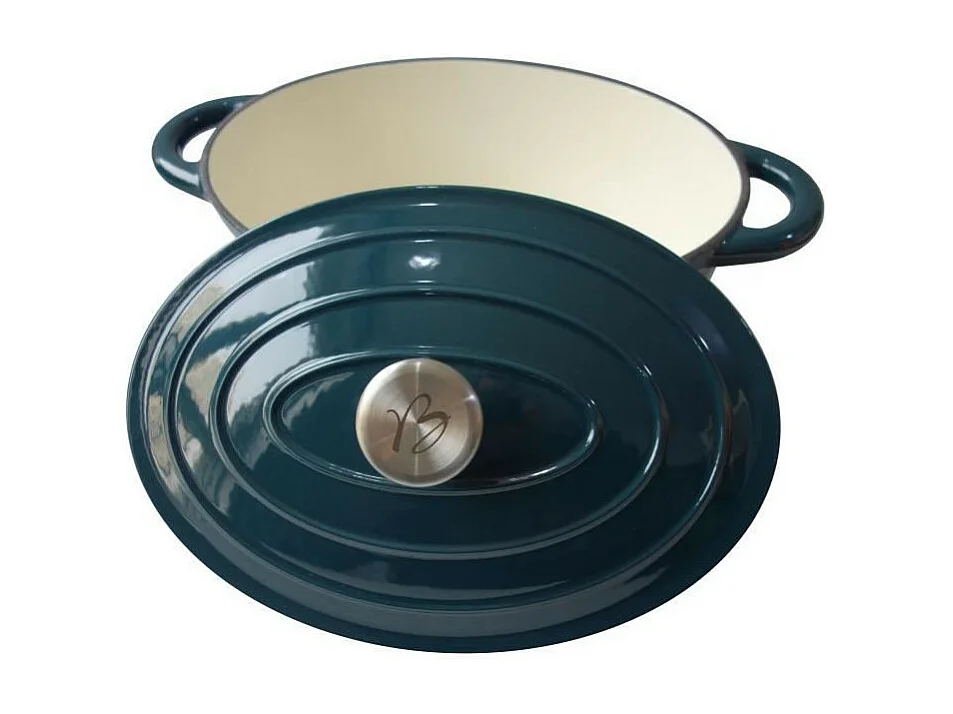 Cocotte BAUMALU 30 cm - Forme ovale - Bleu vert