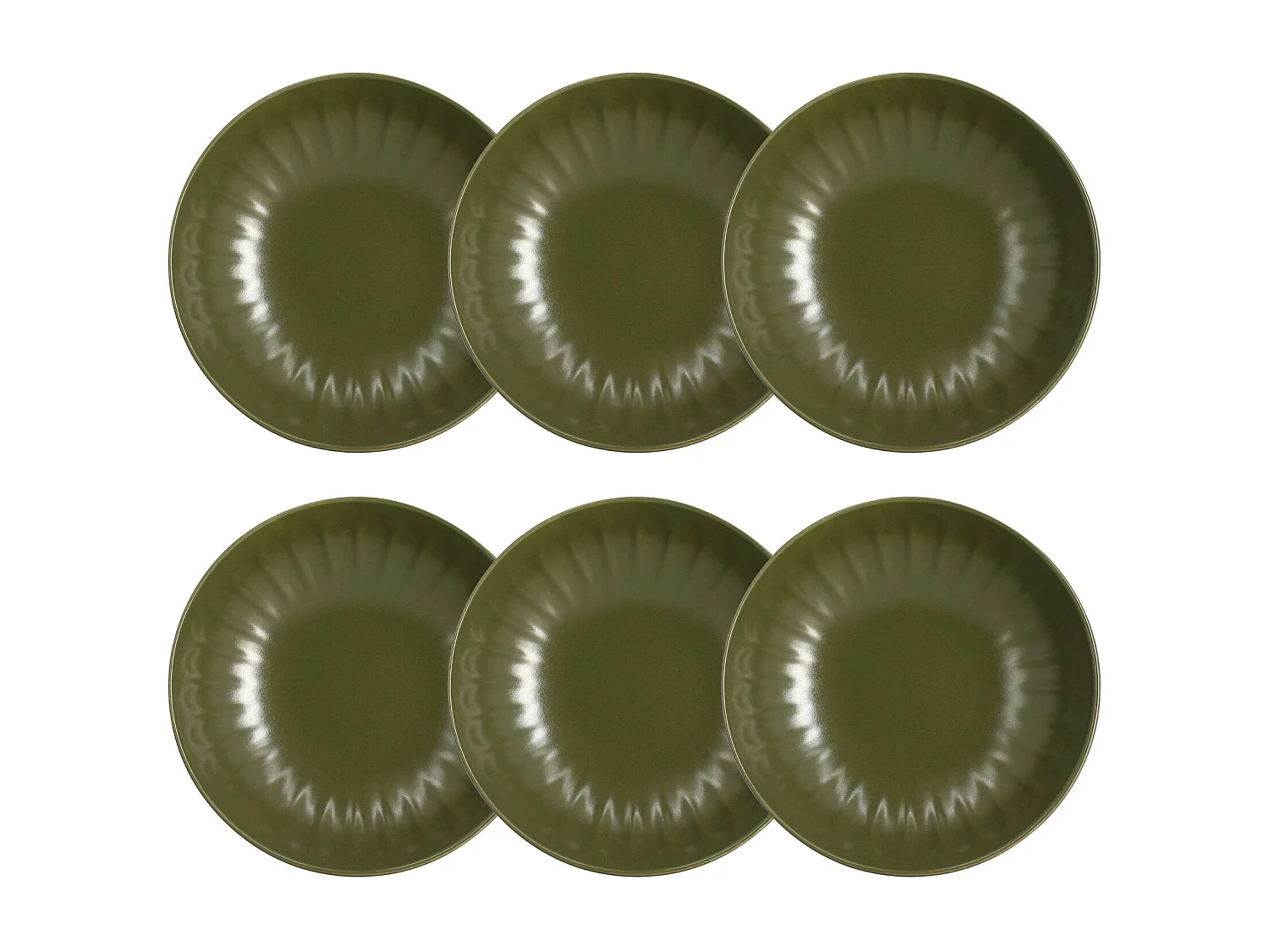 Novastyl - Lot 6 Assiettes Creuses Bistrot 22cm En Faience Kaki