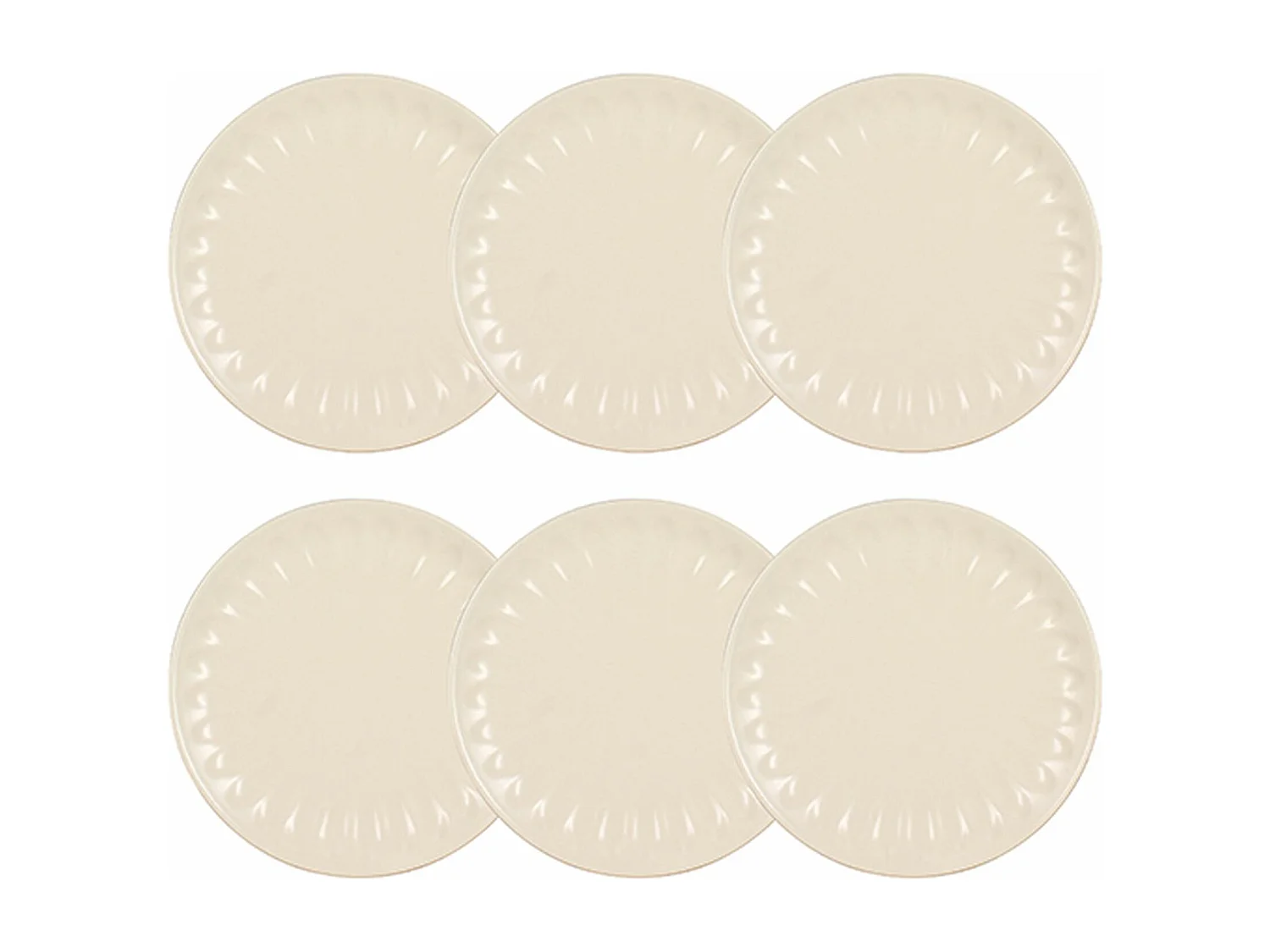 Novastyl - Lot 6 Assiettes Desserts Bistrot 21cm En Faience Creme