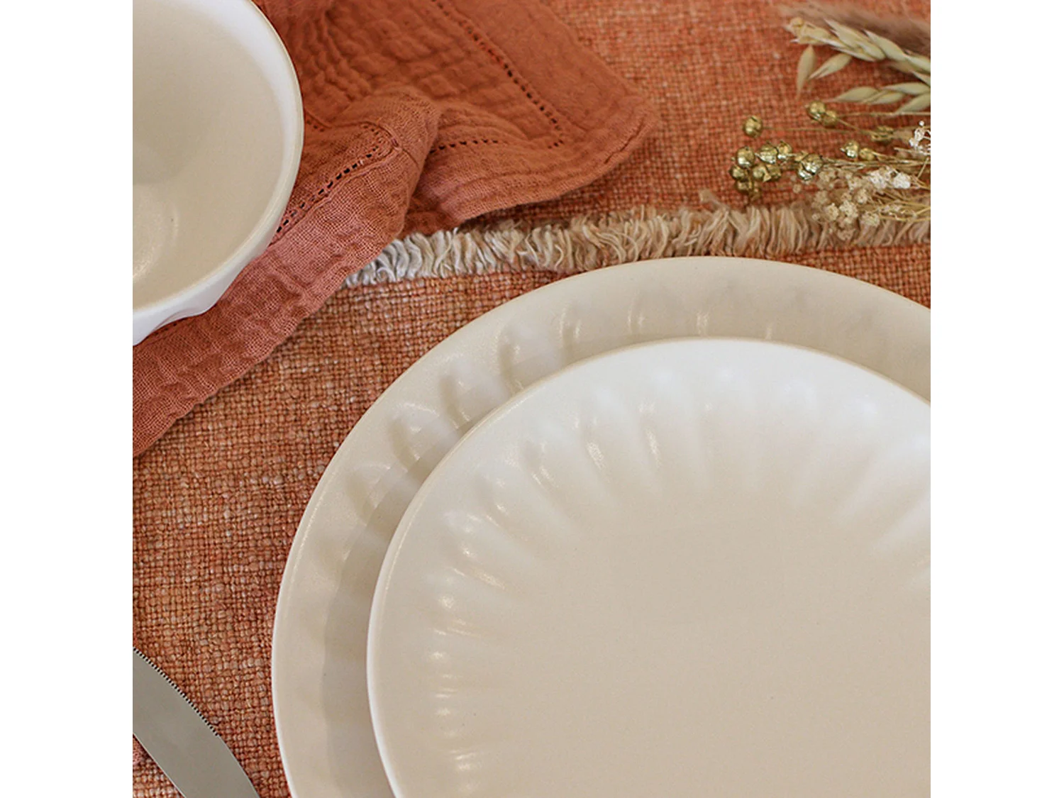 Novastyl - Lot 6 Assiettes Desserts Bistrot 21cm En Faience Creme