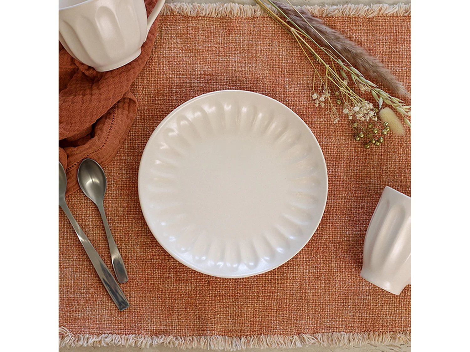Novastyl - Lot 6 Assiettes Desserts Bistrot 21cm En Faience Creme