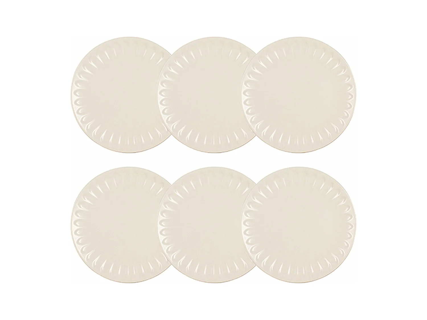 Novastyl - Lot 6 Assiettes Plates Bistrot 27cm En Faience Creme