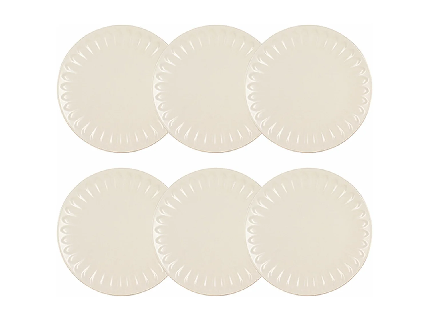 Novastyl - Lot 6 Assiettes Plates Bistrot 27cm En Faience Creme