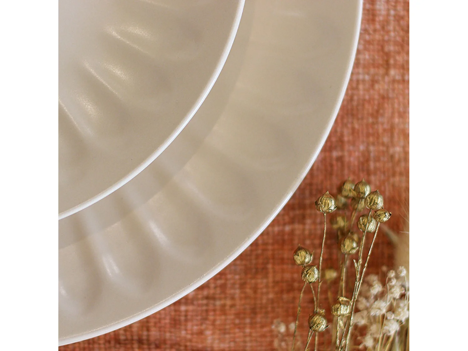 Novastyl - Lot 6 Assiettes Plates Bistrot 27cm En Faience Creme
