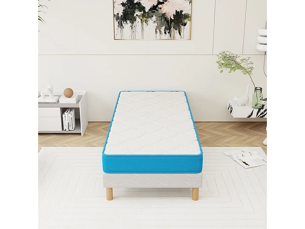 Matelas Fresh Memory 90x200 cm Mousse Haute Résilience Hauteur 15 cm
