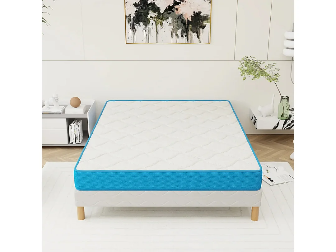 Matelas Fresh memory 90x200 cm Hauteur 15 cm Mousse à Mémoire de Forme polyuréthane haute résilience Soutien équilibré