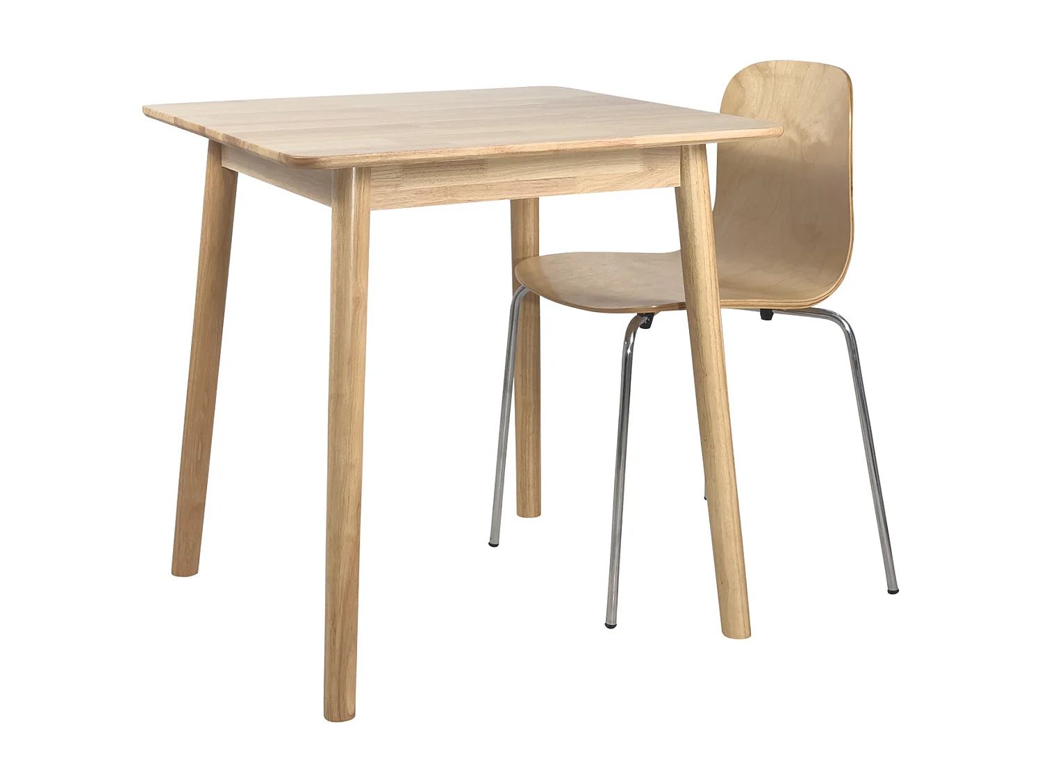 Table cuisine carrée bois massif verni 75x75cm 2 personnes NITA (Bois clair)