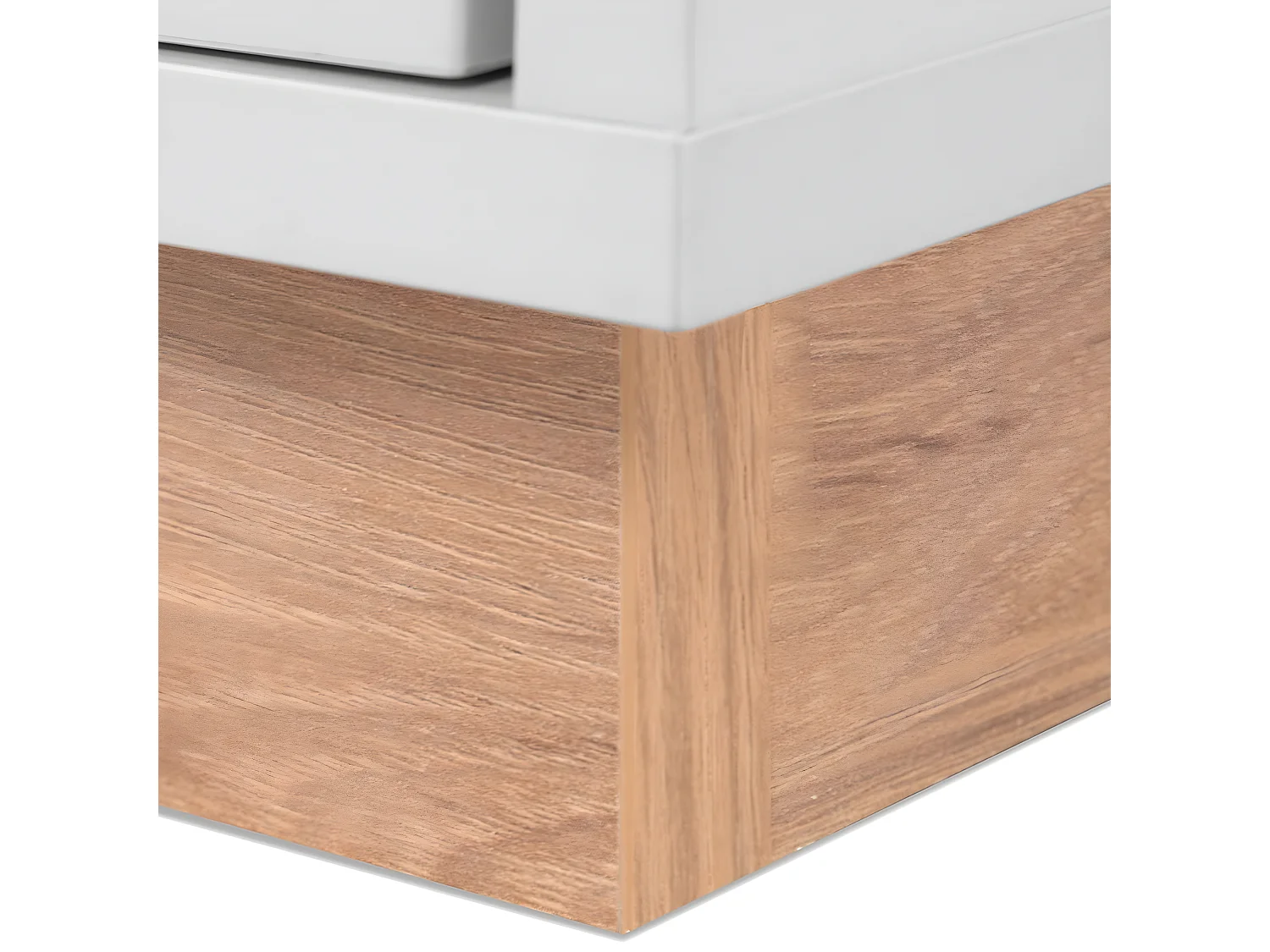 Buffet 3 Tiroirs et 2 Portes Vitrées Décor Blanc et Bois L162,5 cm - SPLIT