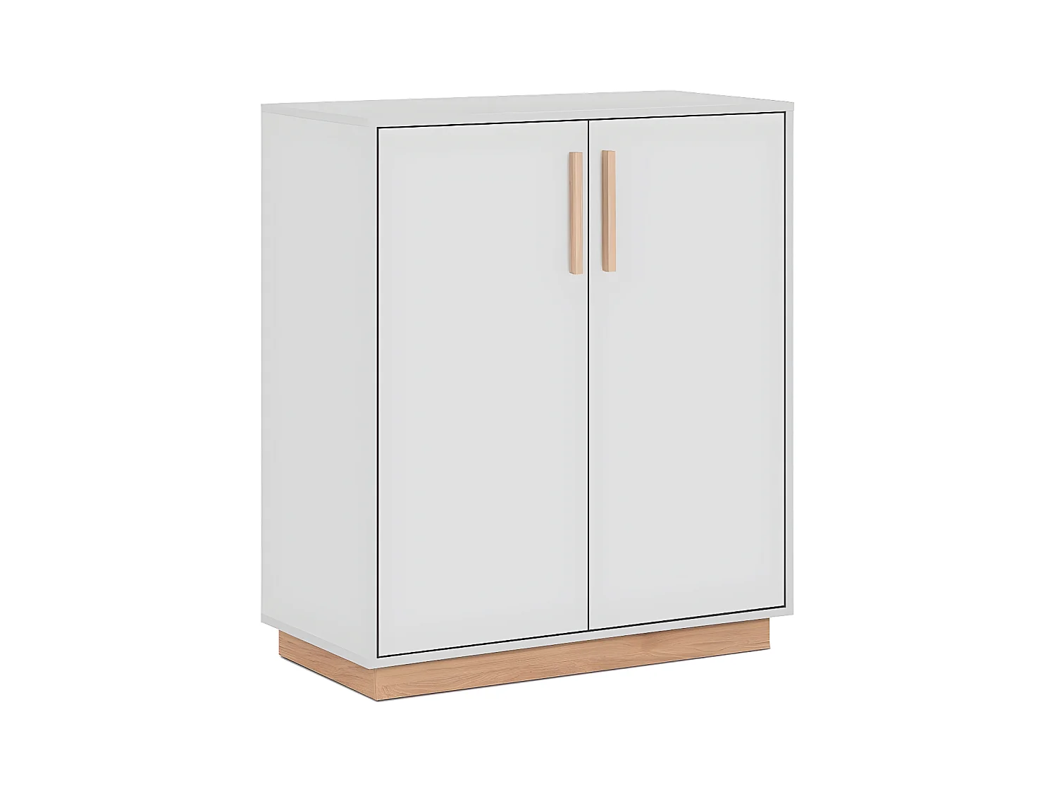 Sideboard 2 Türen Weiß- und Holzdekor B82 cm - SPLIT