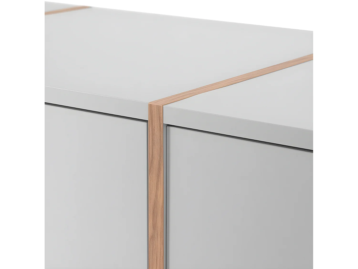 Sideboard 2 Türen Weiß- und Holzdekor B82 cm - SPLIT