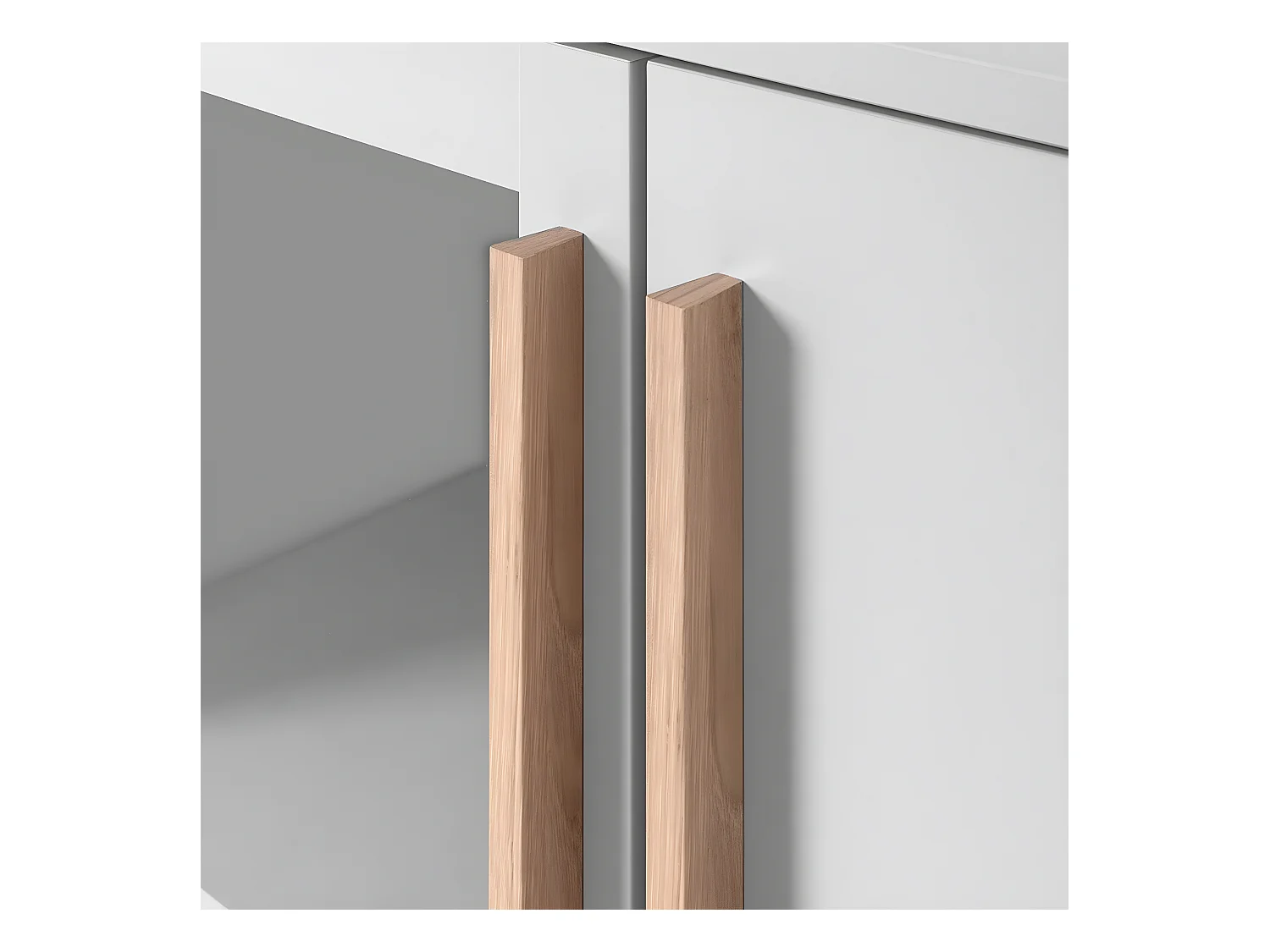 Sideboard 2 Türen Weiß- und Holzdekor B82 cm - SPLIT