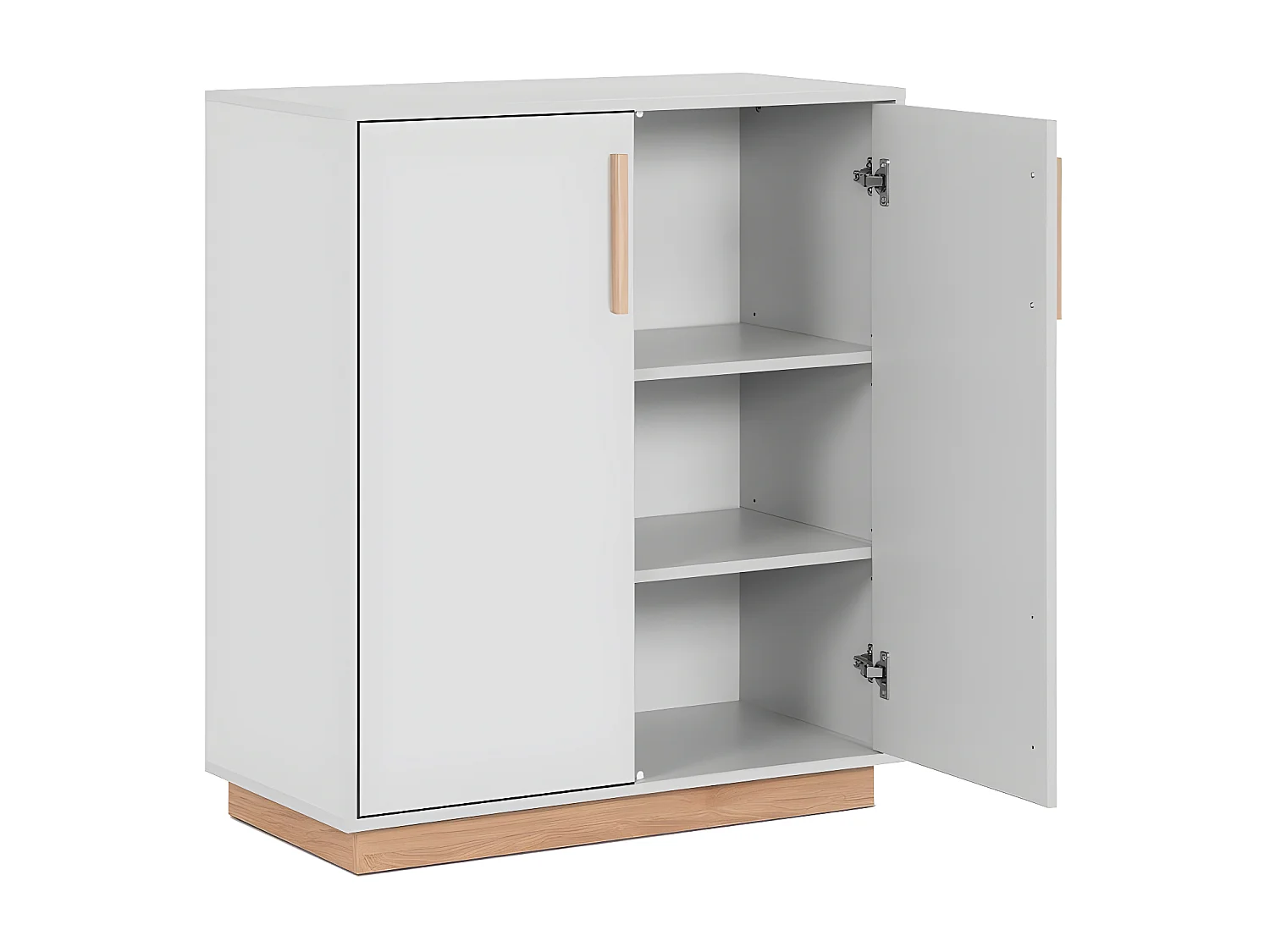 Sideboard 2 Türen Weiß- und Holzdekor B82 cm - SPLIT