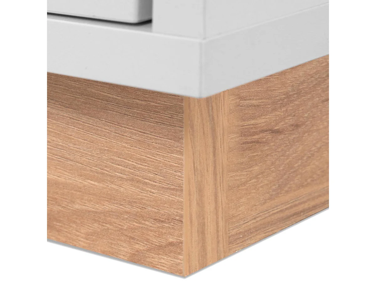 Sideboard 4 Türen und 3 Schubladen Dekor Weiß und Holz B204 cm - SPLIT