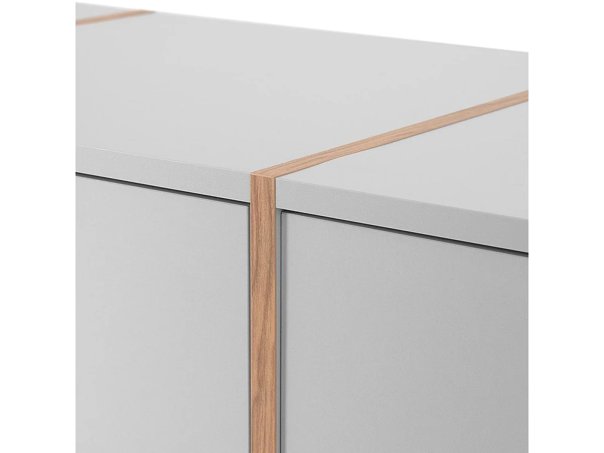 Sideboard 4 Türen und 3 Schubladen Dekor Weiß und Holz B204 cm - SPLIT