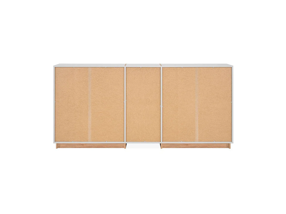 Sideboard 4 Türen und 3 Schubladen Dekor Weiß und Holz B204 cm - SPLIT