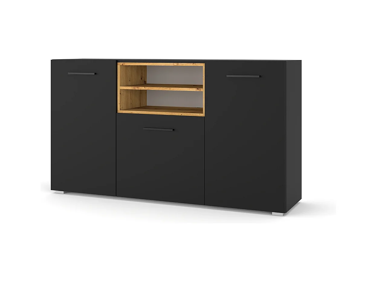 Buffet 3 ante Ania nero e marrone 86cm