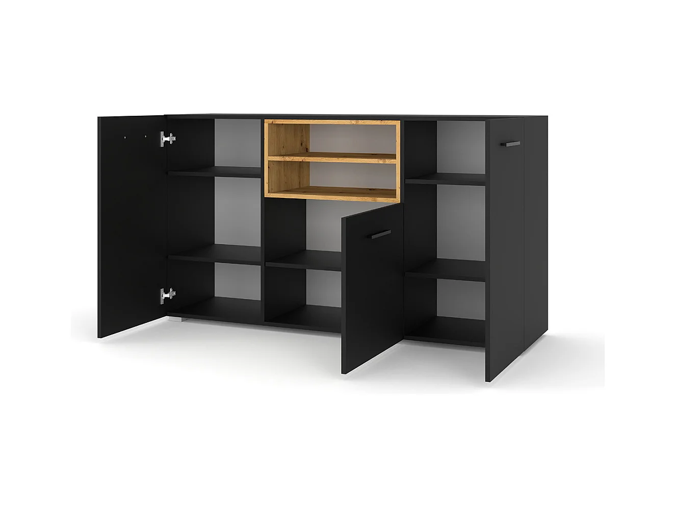 Buffet 3 ante Ania nero e marrone 86cm