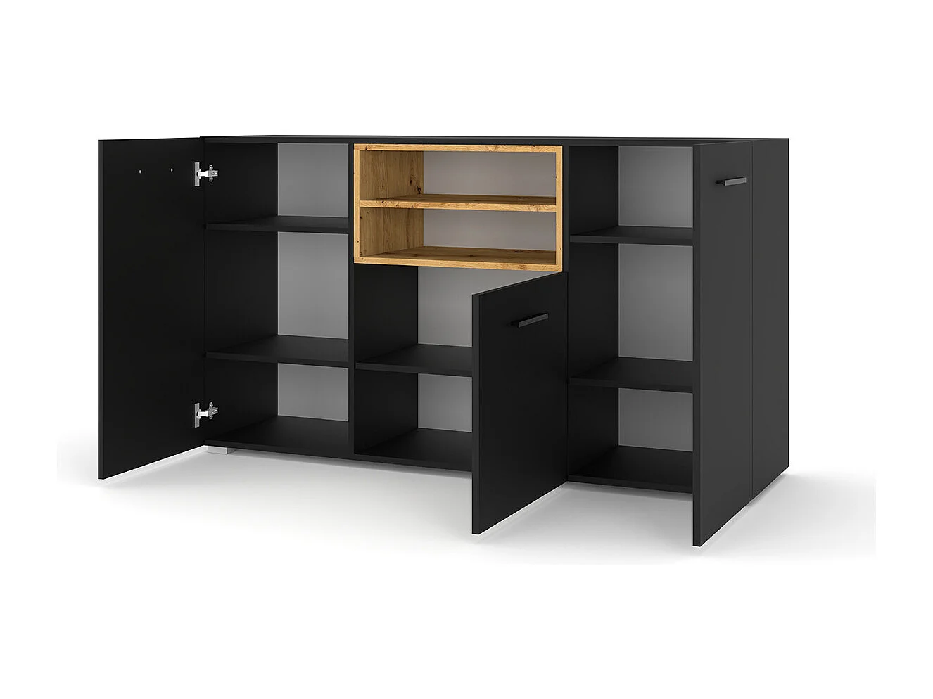 Buffet 3 portes Ania Noir et Bois