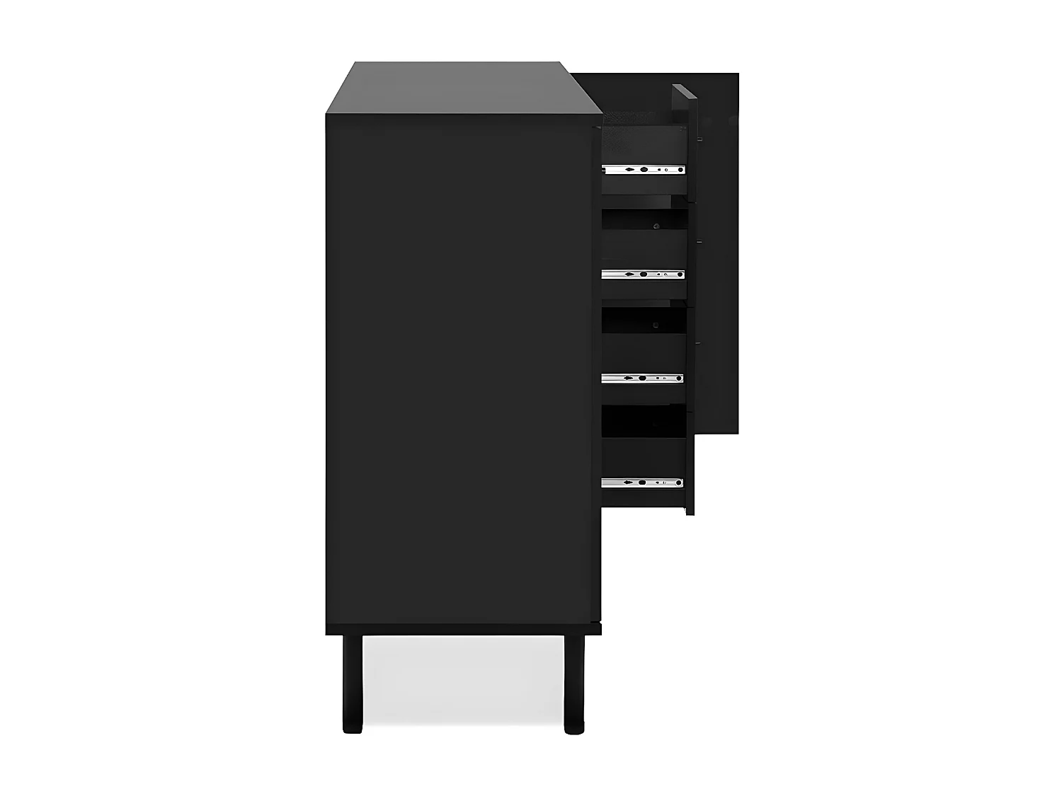 Sideboard 3 Türen und 4 Schubladen Schwarz und Holz B160 cm - MONZA