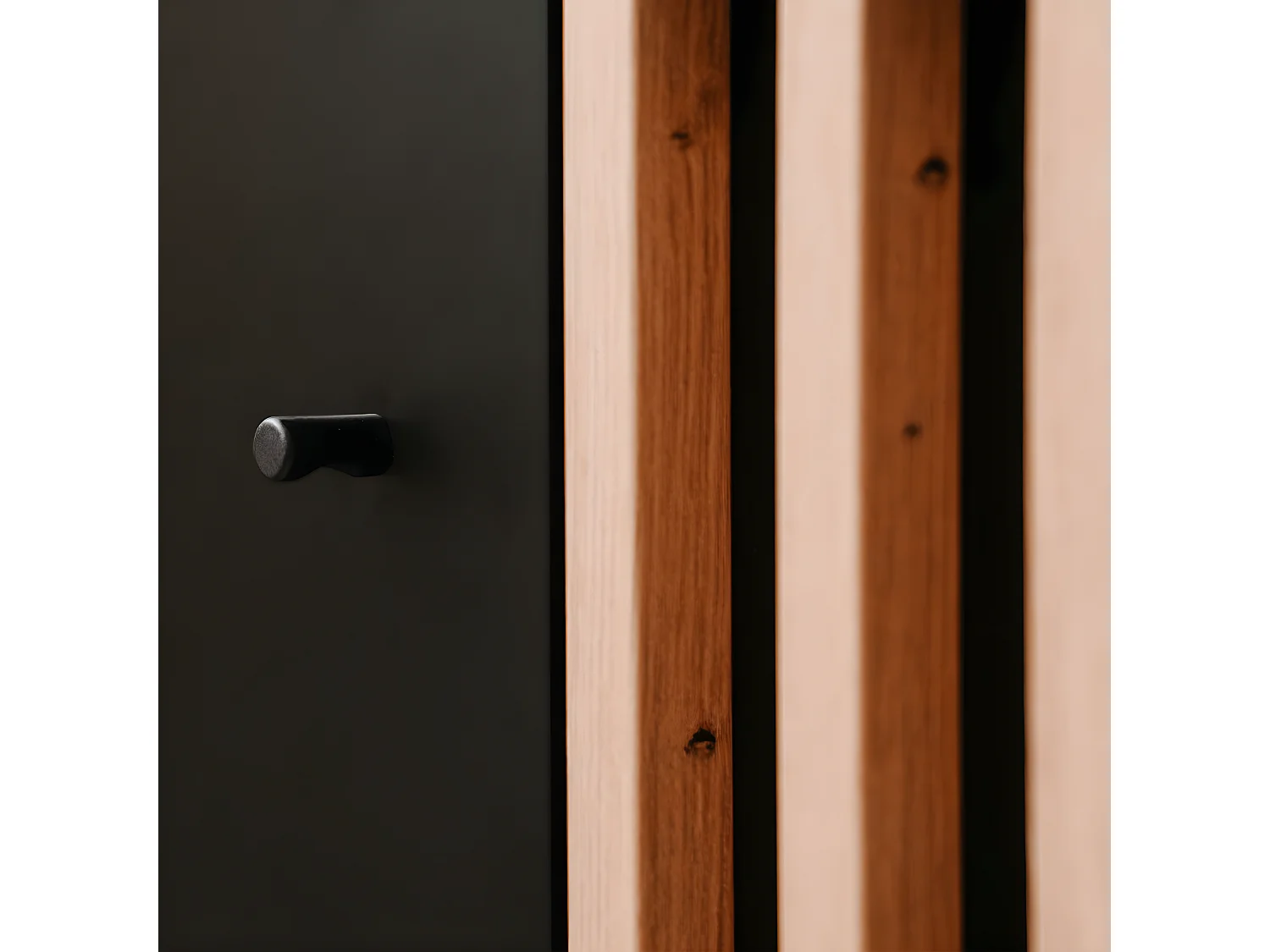 Sideboard 2 Türen 4 Schubladen Schwarz und Holz B118 cm - MONZA