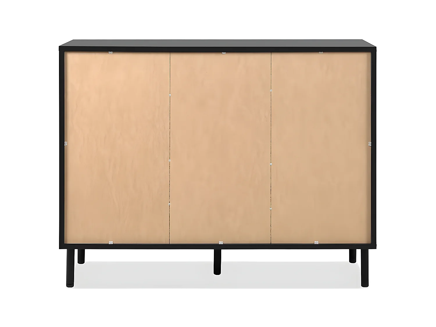 Buffet 2 Portes 4 Tiroirs Noir et Bois L118 cm - MONZA