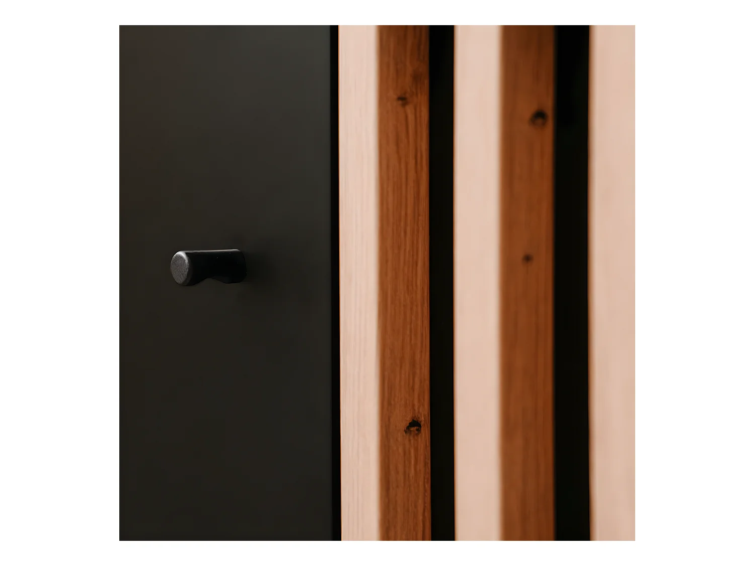 Buffet 2 Portes 4 Tiroirs Noir et Bois L118 cm - MONZA