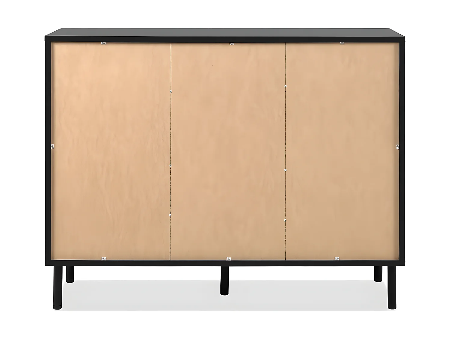 Buffet 2 Portes 4 Tiroirs Noir et Bois L118 cm - MONZA