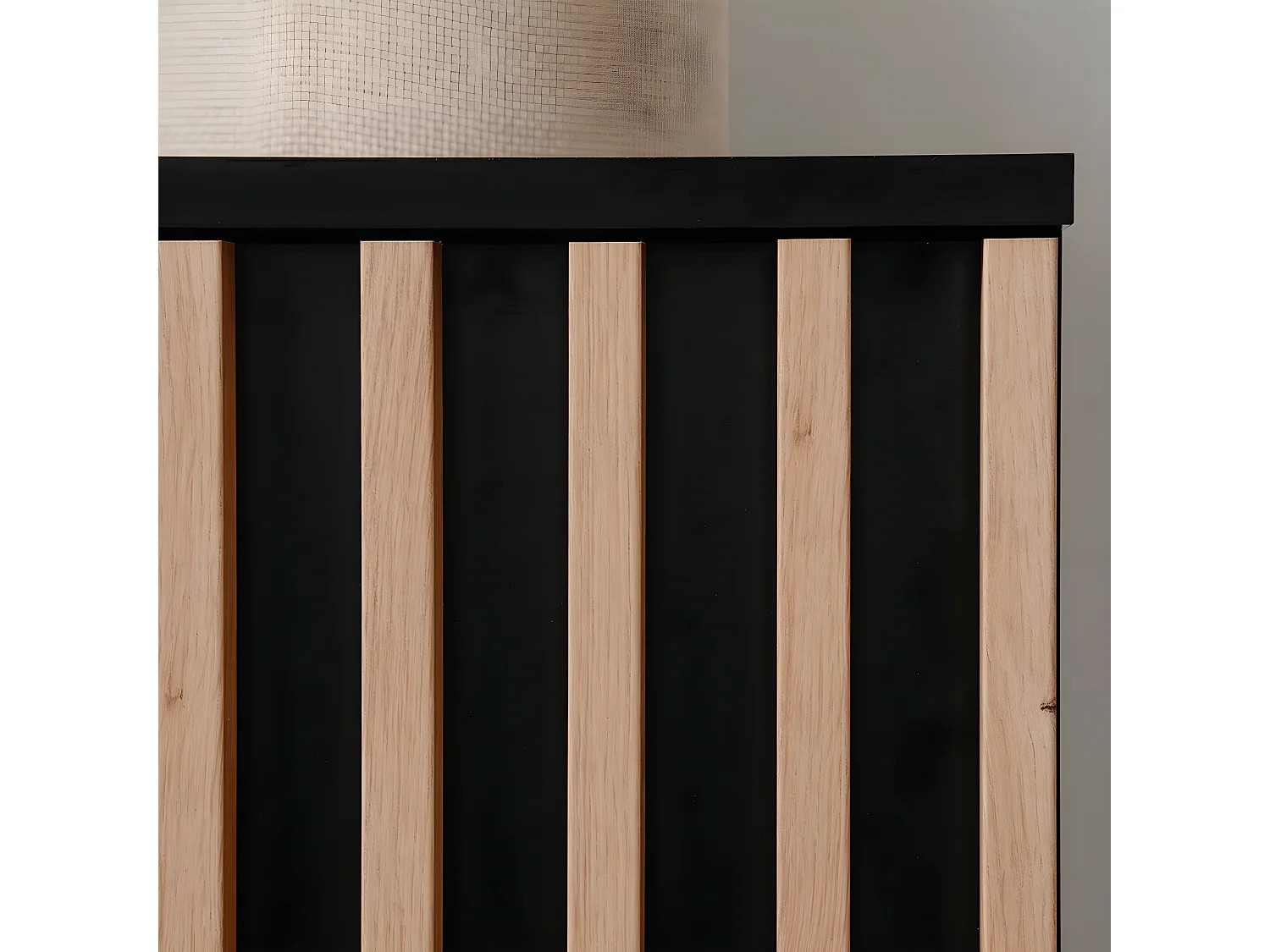 Buffet 2 Portes 4 Tiroirs Noir et Bois L118 cm - MONZA