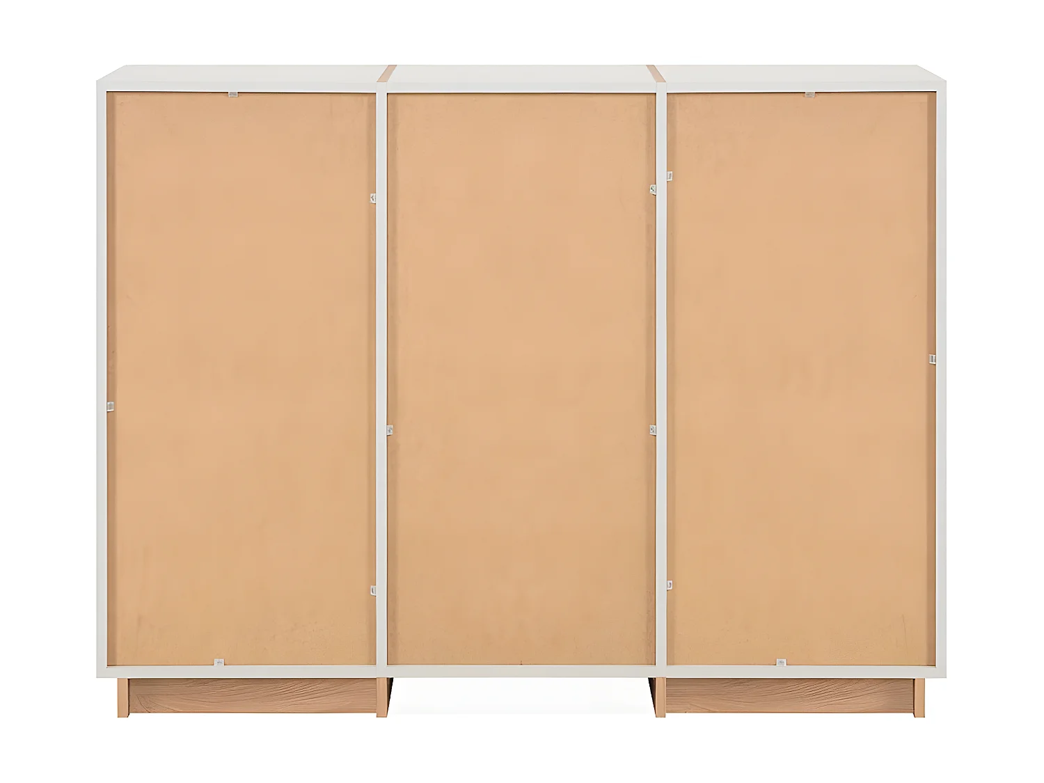 Buffet 2 portes et 3 Tiroirs décor Blanc et Bois L125 cm - SPLIT