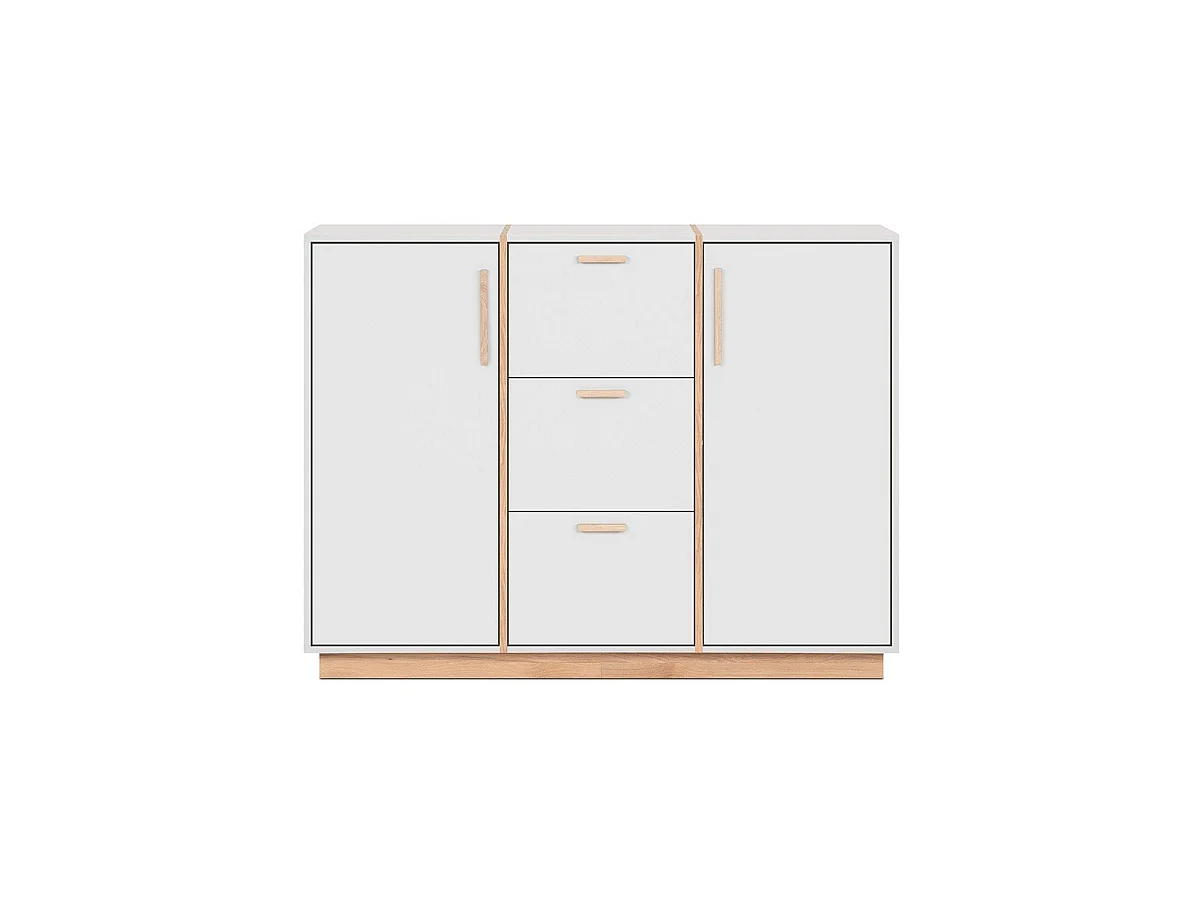Sideboard 2 Türen und 3 Schubladen Dekor Weiß und Holz B125 cm - SPLIT
