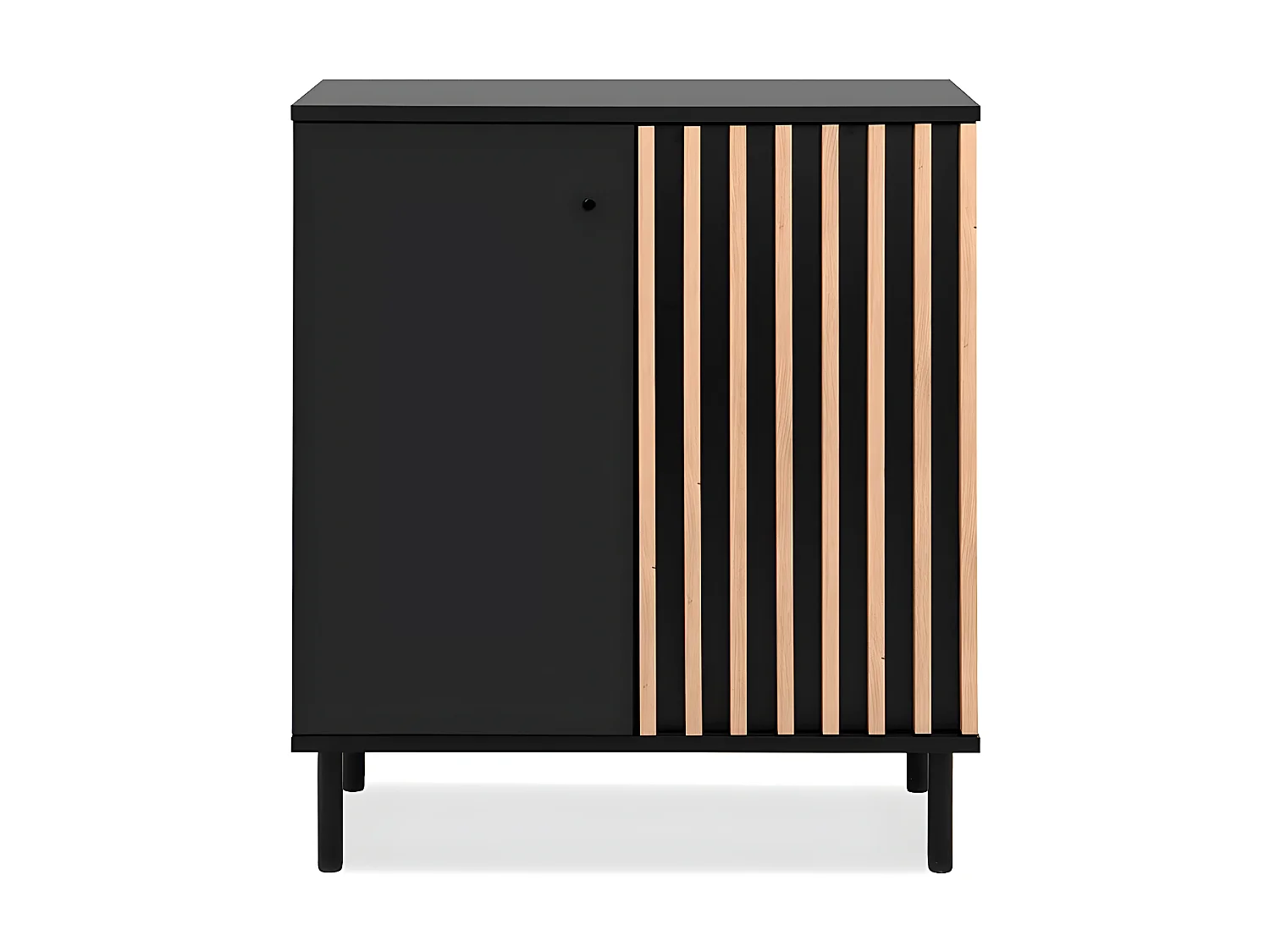 Buffet 2 Portes Noir et Bois L80 cm - MONZA