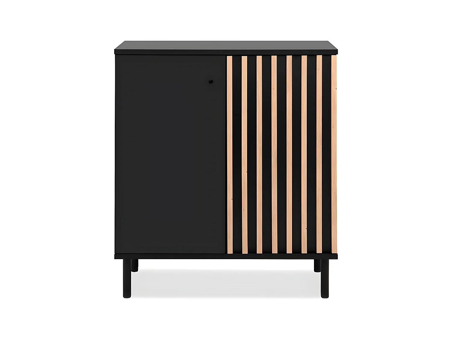 Buffet 2 Portes Noir et Bois L80 cm - MONZA