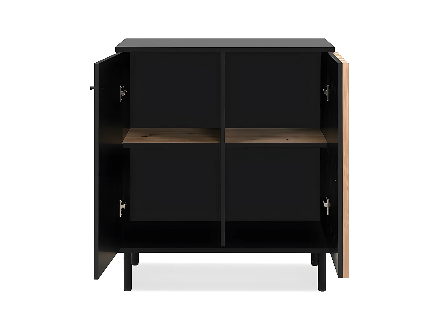Sideboard 2 Türen Schwarz- und Holzdekor B80 cm - MONZA